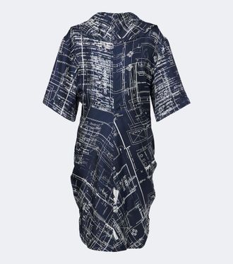 Bottega Veneta Printed silk twill midi dress