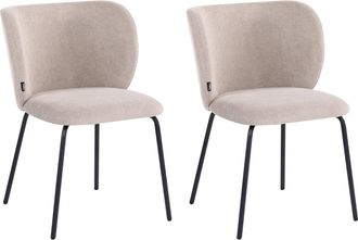 Beliani Conjunto De 2 Sillas De Comedor Tapizadas Sin Reposabrazos Dise&ntilde;o Retro Base De Metal Gris Pardo Calera
