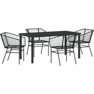 vidaXL Conjunto De Comedor De Jard&iacute;n 5 Pcs Negro Rat&aacute;n Sint&eacute;tico Vidaxl