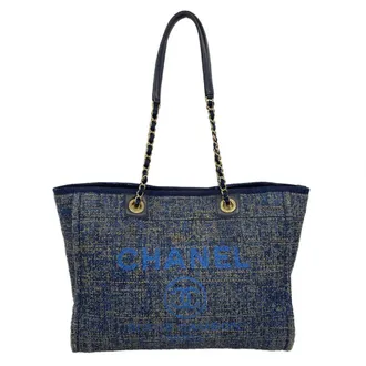 Chanel Blue Tweed Tote Bag (Pre-Owned)