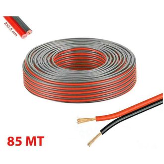 Trade Shop Trade Shop - Cable De Audio Bipolar De Skein 85mt Para Plantas Est&eacute;reo, Altavoces Rojos Y Negros 2x2.5 Mm