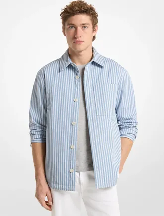 Michael Kors Striped Cotton Poplin Shirt Jacket