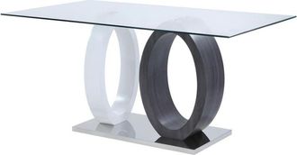 Vente-Unique Vente-unique - Tavolo da pranzo in vetro temperato e mdf Grigio e Bianco - ayane