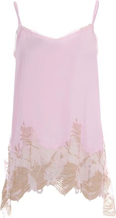 Fabiana Filippi V-Neck Crepe De Chine Top With Lace Detail