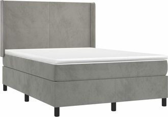 vidaXL Vidaxl - Cama Box Spring Con Colch&oacute;n Terciopelo Gris Claro 140x190 Cm