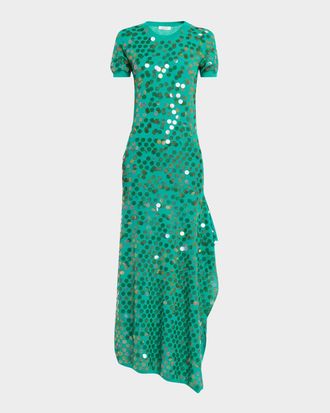 Zankov Magda Short-Sleeve Sequined Maxi T-Shirt Gown