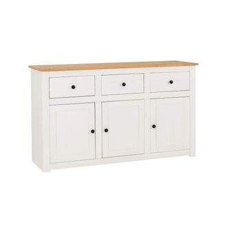 Seconique PANAMA 3 DOOR 3 DRAWER SIDEBOARD - WHITE/NATURAL WAX - SECONIQUE | TJ Hughes White