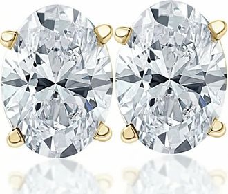 Pompeii3 Oval Diamond Studs 14k Gold Lab Grown