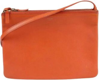 Celine Pre-owned Cross Body Bags, female, Orange, Size: ONE SIZE Pre-owned Large Trio Crossbody Bag