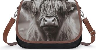 Generic Highland Cow with Flowers Small Womens Crossbody Bags Shoulder Handbag with Adjustable Strap for Travel