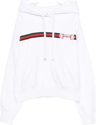 Gucci Hoodies & sweatvesten, Dames, Wit, L, Katoen, Logo Katoen Jersey Hoodie