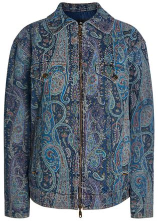 Etro Patterned Denim Jacket - Blue - 40 (UK8 / S)