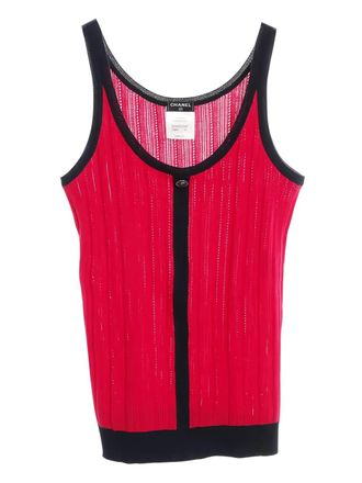 Chanel 1986-1988 knit tank top - women - Cotton/Cashmere/Silk - 42 - Red