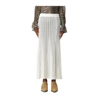 Ganni Maxi Skirts, female, White, Size: XS Crochet Knit Skirt