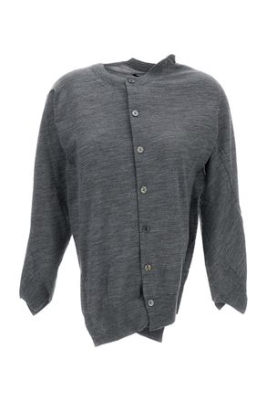 Junya Watanabe Grey Fine Wool Round Neck Cardigan