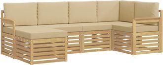 vidaXL Conjunto De Sof&aacute;s De Exterior 6 Uds. Y Beige Poli&eacute;ster Vidaxl