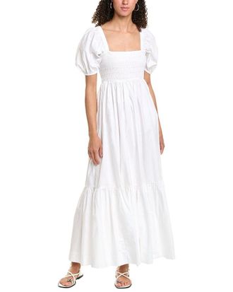 Ganni Poplin Smocked Maxi Dress