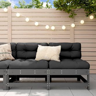 vidaXL Sof&aacute;s Centrales De Jard&iacute;n 2 Uds Madera Maciza De Pino Gris Vidaxl