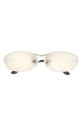 Balenciaga 65mm Oversize Oval Sunglasses in Silver Silver Silver at Nordstrom Rack