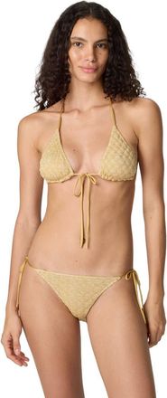Missoni Triangle Bikini In Lam&eacute; Viscose With Raschel Workmanship in Gold at Nordstrom, Size 42 It