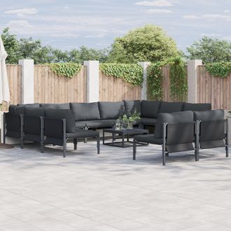 Berkfield Home Garden Sofa Set 11 pcs Anthracite Steel