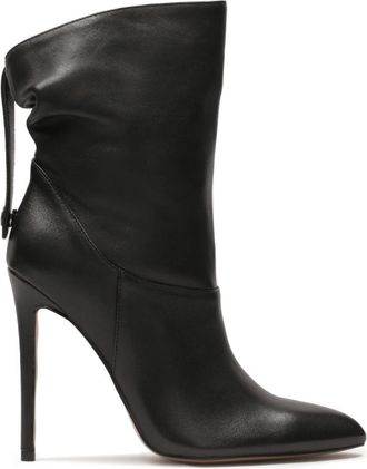 Kazar Instaplaarzen met gekreukeld bovenwerk - Dames - Laarzen met Hak - Zwart - 37 EU - Leer - Schoenen