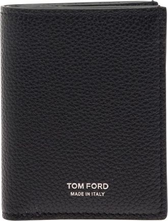 Tom Ford Grain Leather Folding Cardholder - Heren - Portefeuilles - Zwart - ONE Size - Leer - Accessoires