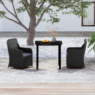 vidaXL Juego De Comedor De Jard&iacute;n 3 Piezas Con Cojines Negro Vidaxl