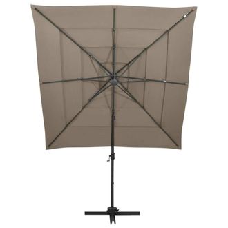 Berkfield Home 4-Tier Parasol with Aluminium Pole Taupe 250x250 cm
