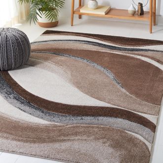 Safavieh Hollywood Machine Made Area Rug, Brown / Ivory Contemporary Style Easy Care