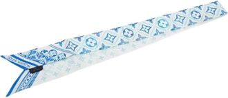 Louis Vuitton Pre-owned Scarves, female, Blue, Size: ONE SIZE Pre-owned Monogram Bandeau BB Silk Scarf