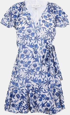 Ted Baker Womens Woven V-Neck Mini Wrap Dress - Blue - Size: 6 2x