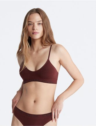 Calvin Klein Womens Naturals Modern Seamless Lightly Lined Triangle Bralette - Red - XS