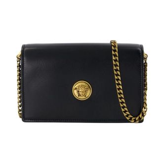 Versace Embl&egrave;me Mini Tas - Dames - Tassen - Zwart - Maat: ONE Size Leer
