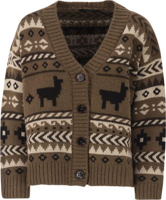 Max Mara Weekend Maxmara Ovatta Jacquard Cardigan In Alpaca And Wool