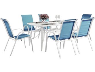 Habitat et Jardin Conjunto De Jard&iacute;n Mesa + 6 Sillas De Textileno c&oacute;rdoba - Azul