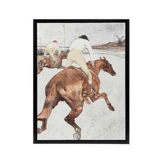 Artery8 The Jockey Horse Racing Framed Canvas Wall Art Print Toulouse Lautrec in Brown | Size: W24 x H32