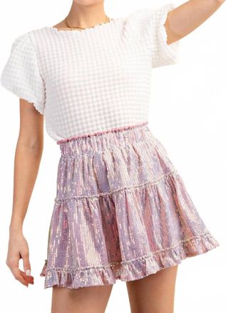 Greek Archaic Kori Sequin Lined Mini Skirt In Pink