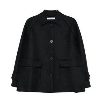 Harris Wharf London Light Jackets, female, Black, XS, Raglan Jacket with Quilted Lining