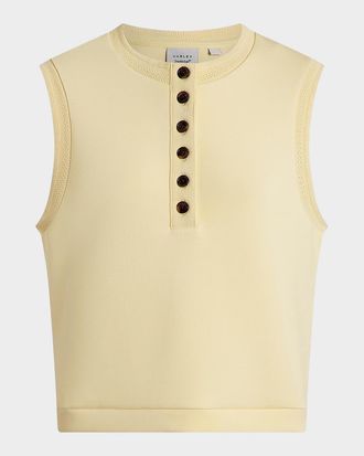 Varley Marla Button-Front Crop Tank