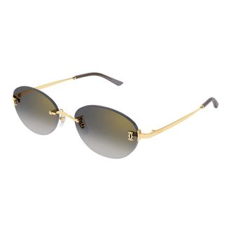 Cartier Oval Rimless Sunglasses - female - Cartier - Sunglasses - Yellow - 54 MM - Accessories