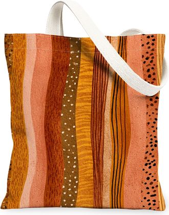 Generic Striped Canvas Tote Bags, Colorful Reusable Grocery Bags, Lightweight Washable Shoulder Strap Canvas for Travel Outdoor Pic, Orange, 13x15 Inch