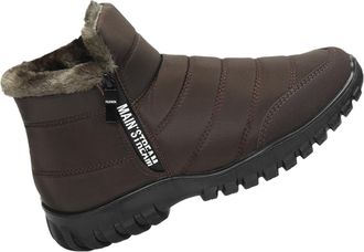 Generic Mens Winter Snow Boots - Waterproof Anti-Slip, Faux Fur Lined Warm, Ankle Height with Zipper, Lightweight Comfortable (Brown,12.5)