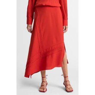 Vince Pintuck Asymmetric Maxi Slip Skirt in Poppy at Nordstrom, Size Xx-Small