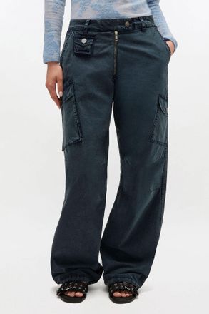 Ganni Navy Cargo Trouseres in Black - Size 32 Organic Cotton