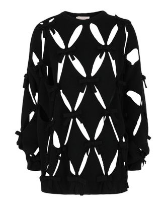 Valentino Wool Ribbon Cutout Sweater