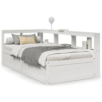 Berkfield Home Bookcase Bed without Mattress White 75x190cm Solid Wood Pine | Size: 75x190 cm