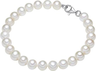 Lulu & Jane Womens Bracelet Sterling Silver - White - Size 17 cm