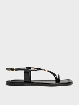 Charles & Keith Metallic-Accent Toe-Ring Sandals