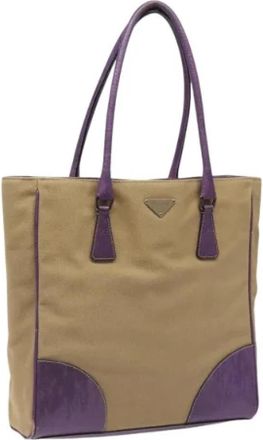 Prada Pre-owned Canvas prada-bags - Dames - Vintage Shopper - Beige - ONE Size - Leer - Vintage